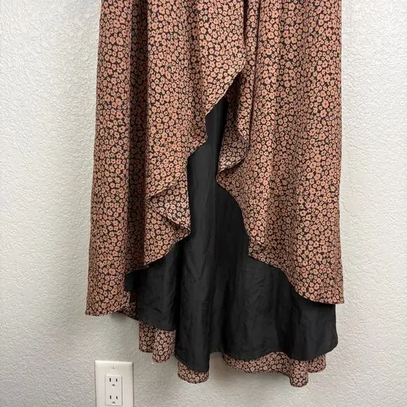 Hutch Anthropologie NWT Elma Floral High Low Contrast Wrap Midi Dress M Purple - Picture 6 of 15